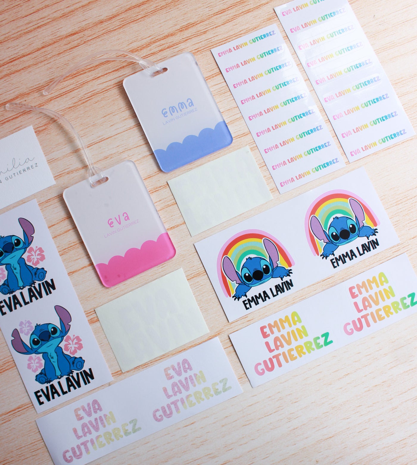 Backpack tags, stickers de nombre y stickers para termos personalizados
